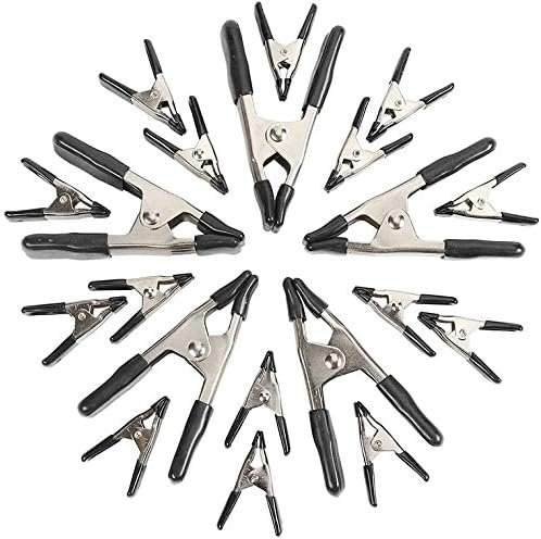 Amazon Basics 20-Piece Steel Spring Clamp Set, 15 Pack of 3/4-Inch, 5 Pack of 1-Inch, Black/Silver