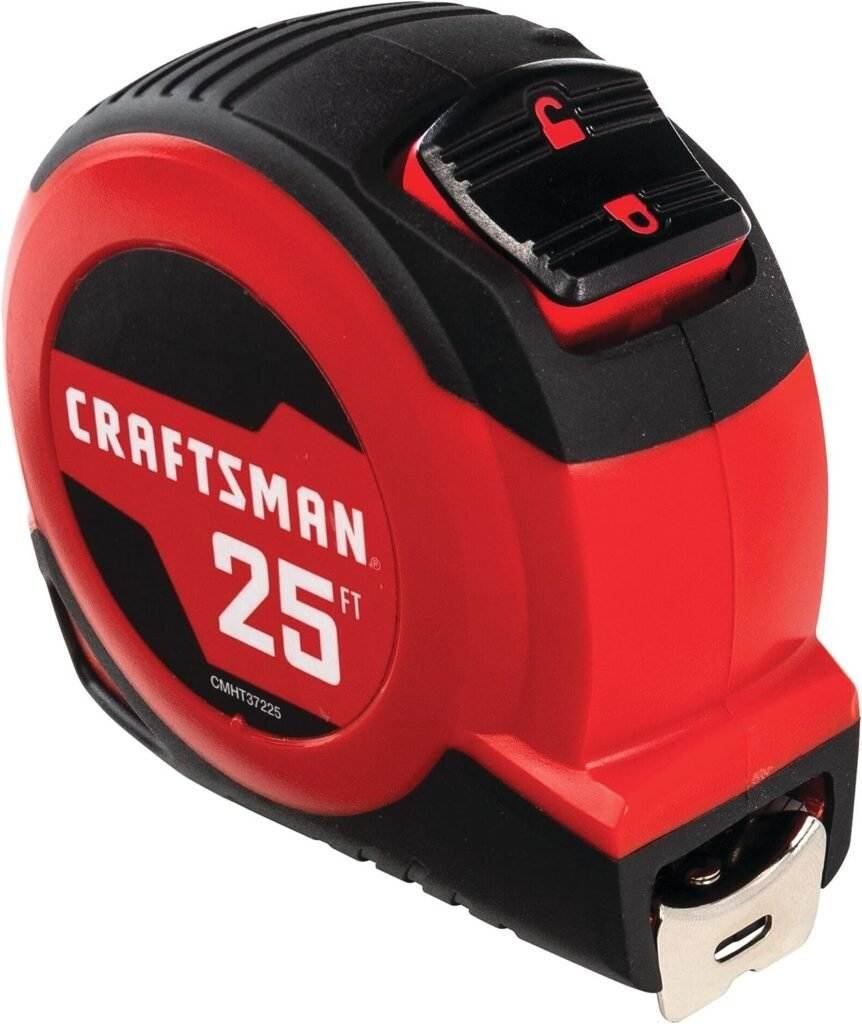 CRAFTSMAN Tape Measure, 25 ft, Retraction Control and Self-Lock, Rubber Grip (CMHT37225)