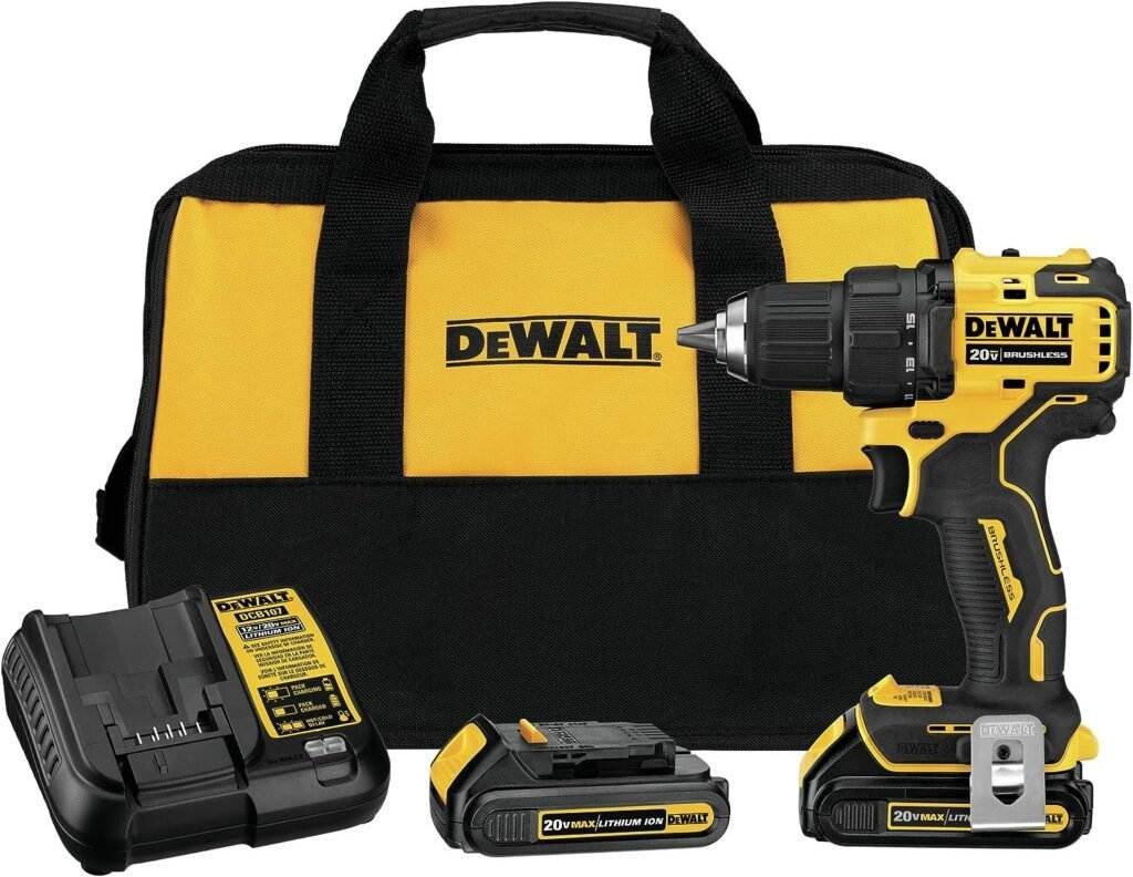 DEWALT 20V MAX* Cordless Drill / Driver Kit, Compact, 1/2-Inch (DCD708C2)