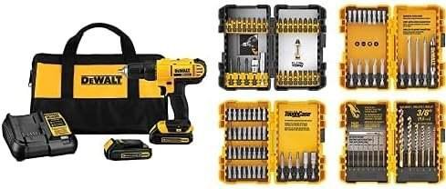 DEWALT 20V MAX* Cordless Drill/Driver Kit with Screwdriver/Drill Bit Set, 100-Piece (DCD771C2  DWA2FTS100)