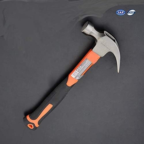 Edward Tools 16 oz Claw Hammer with Fiberglass Handle - All Purpose Hammer with Forged Hardened Steel Head - Ergo Shock Absorbing Rubber Grip