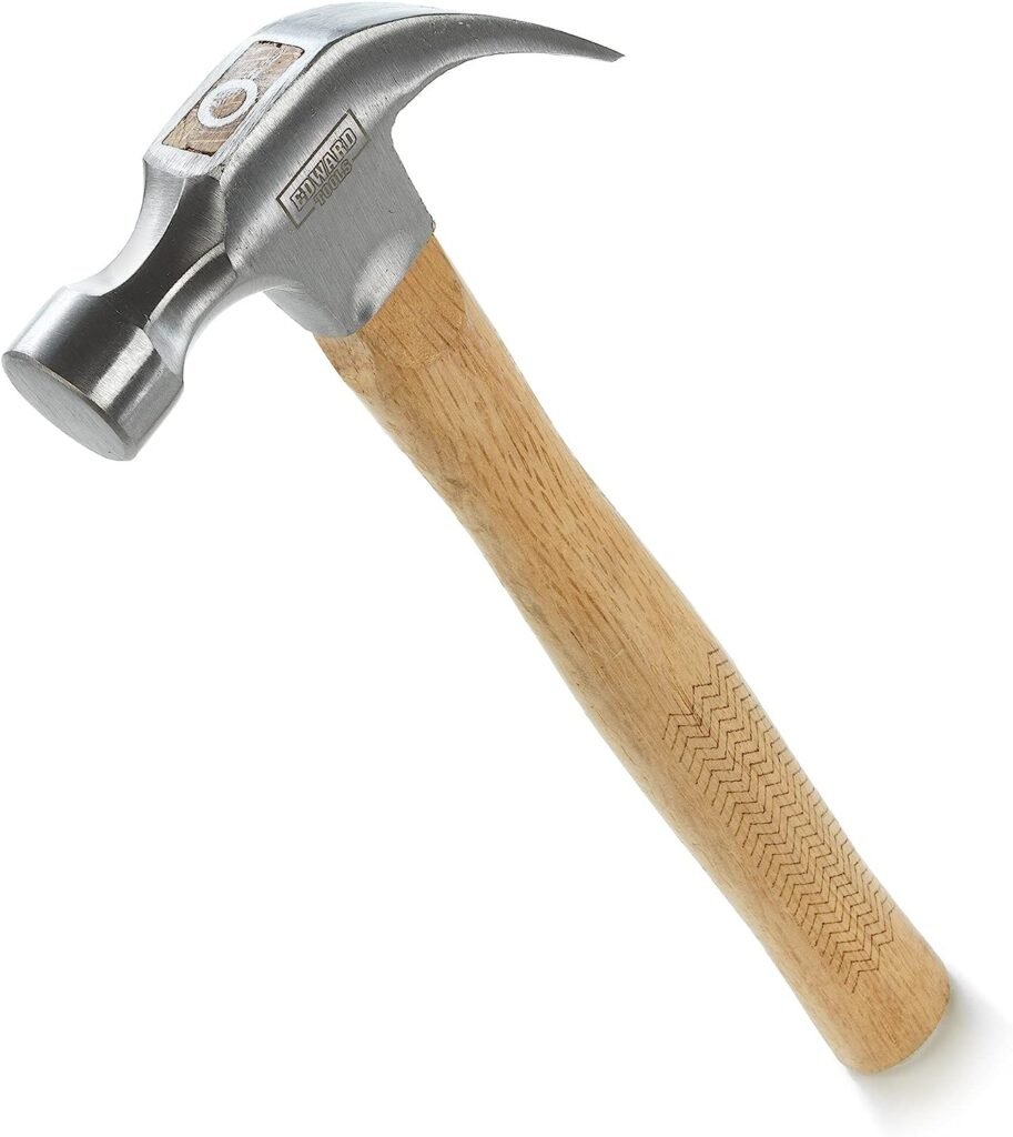 Edward Tools Oak Claw Hammer 16 oz - Heavy Duty All Purpose Hammer - Forged Carbon Steel Head - Etched Solid Oak Handle for more durability and grip (1)