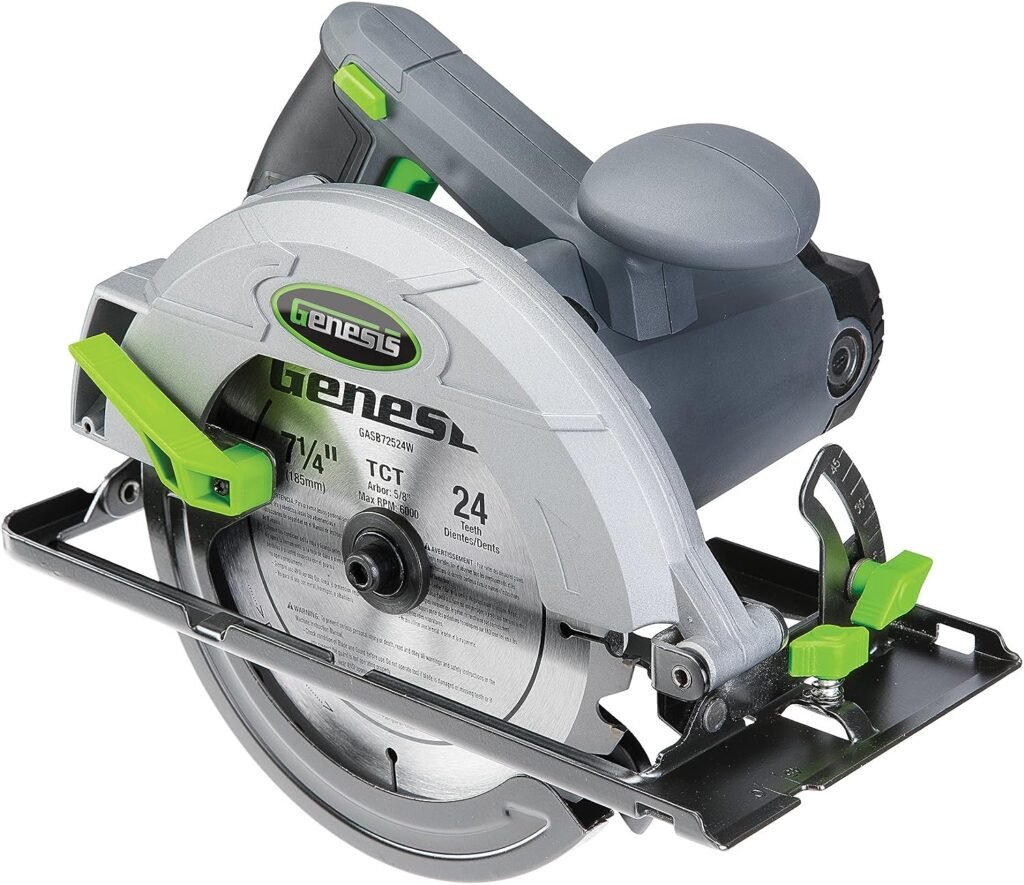 Genesis GCS130 13-Amp 7-1/4-In. Circular Saw with 24T Carbide Tipped Blade, Rip Guide, Blade Wrench, and 2 Year Warranty