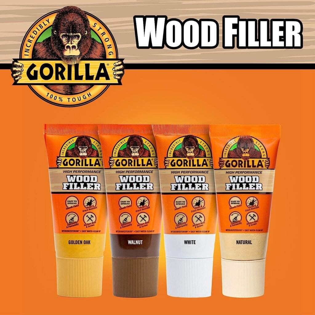 Gorilla All Purpose Wood Filler, 6oz Tube, Walnut (Pack of 1)