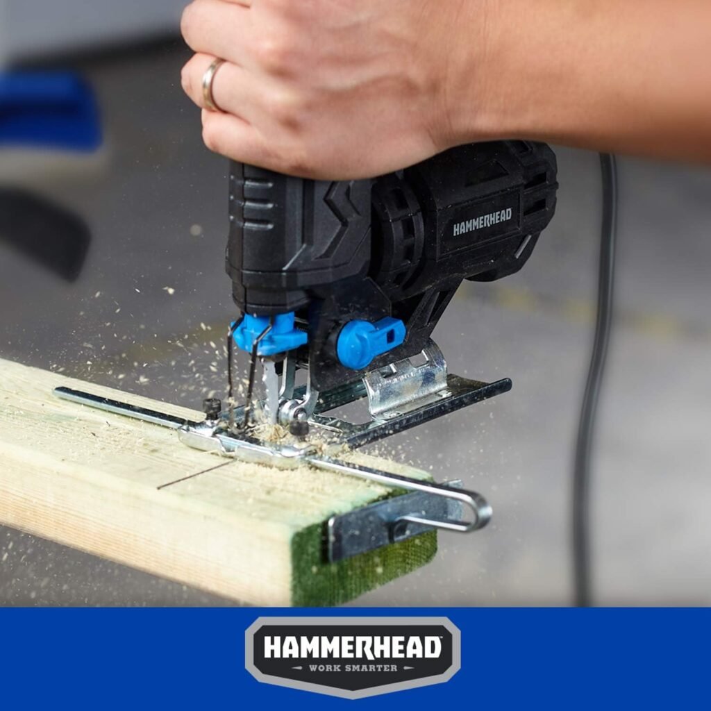 Hammerhead 4.8-Amp 3/4 Inch Jig Saw with 2pcs Wood Cutting Blades, Variable Speed and Orbital Function - HAJS048