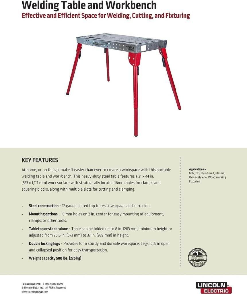 Lincoln K5334-1 Portable Welding Table Folding Workbench 21 x 44