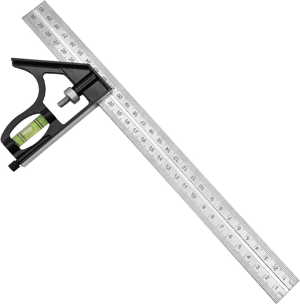 LYFJXX 12 Combination Square,Carpentry Woodworking Measure Tools, Combination Square Set, Metal Ruler Framing Square T Ruler Framing Square, Metal Square