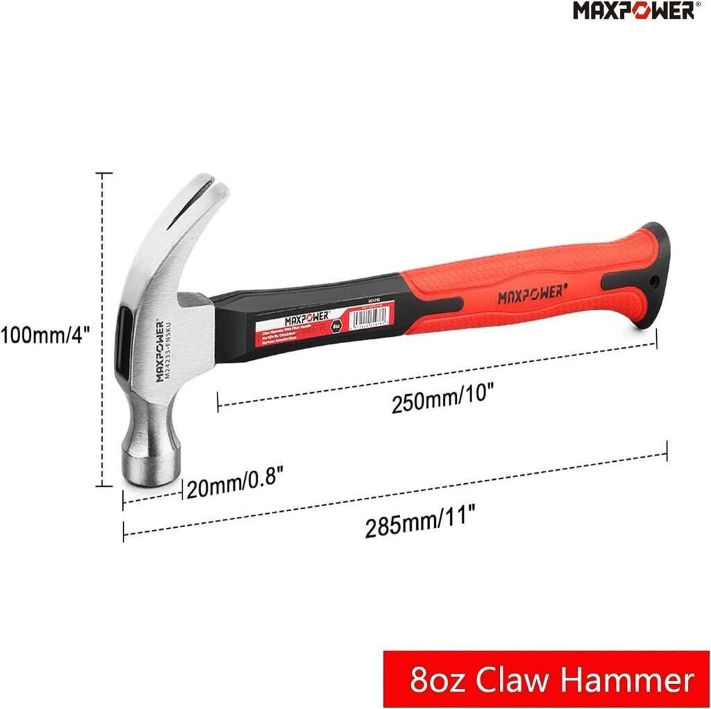 MAXPOWER Claw Hammer 8oz and 20oz Hammers Set