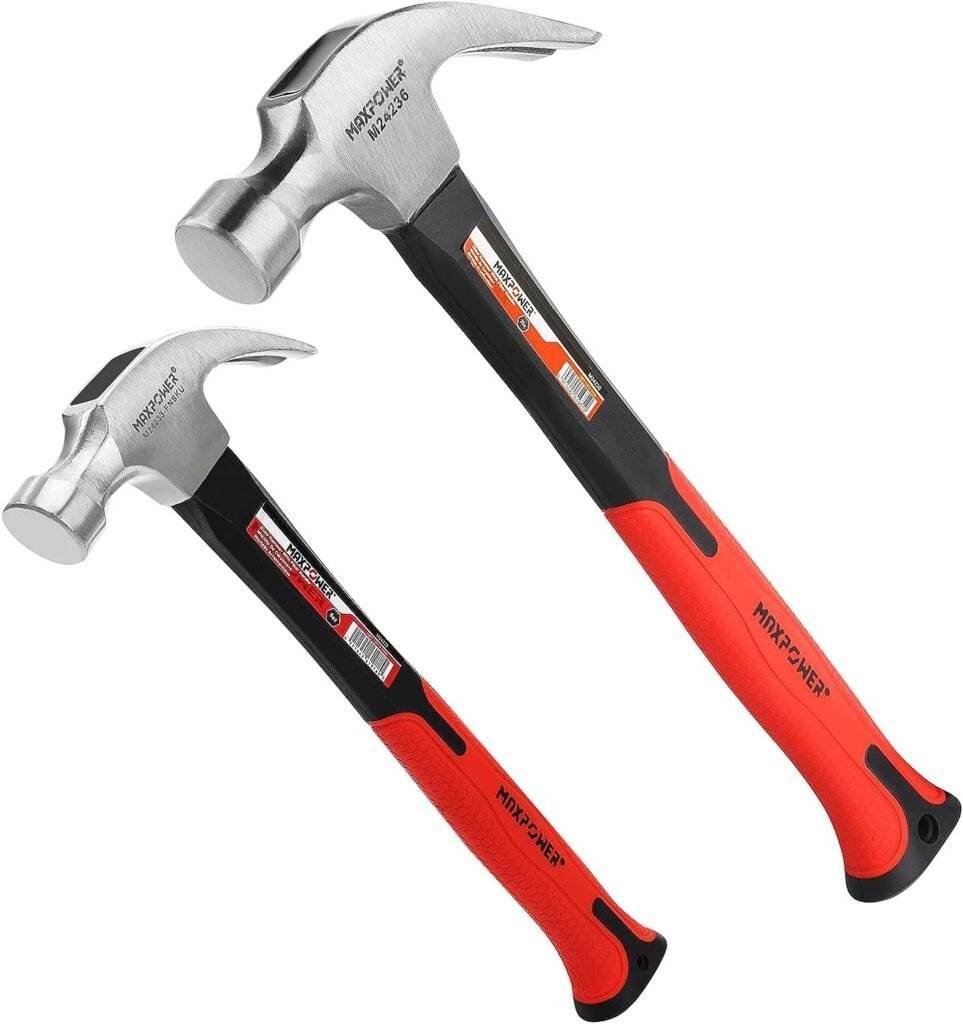 MAXPOWER Claw Hammer 8oz and 20oz Hammers Set