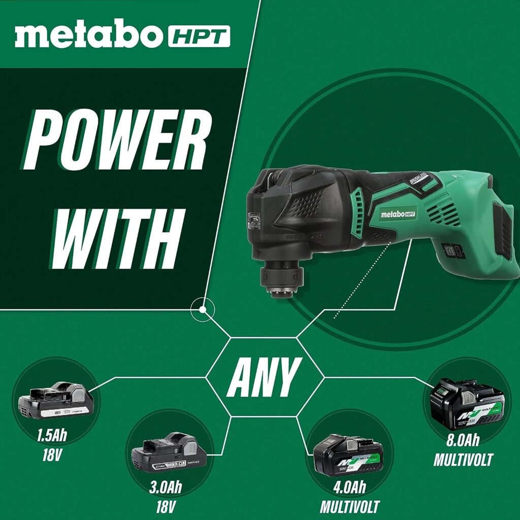 Metabo HPT 18V MultiVolt™ Cordless Oscillating Multi-Tool | 18V Brushless Motor | Variable Speed Mode Functions | Tool-less Blade Change | Lifetime Tool Warranty | Bare Tool - No Battery | CV18DBLQ5