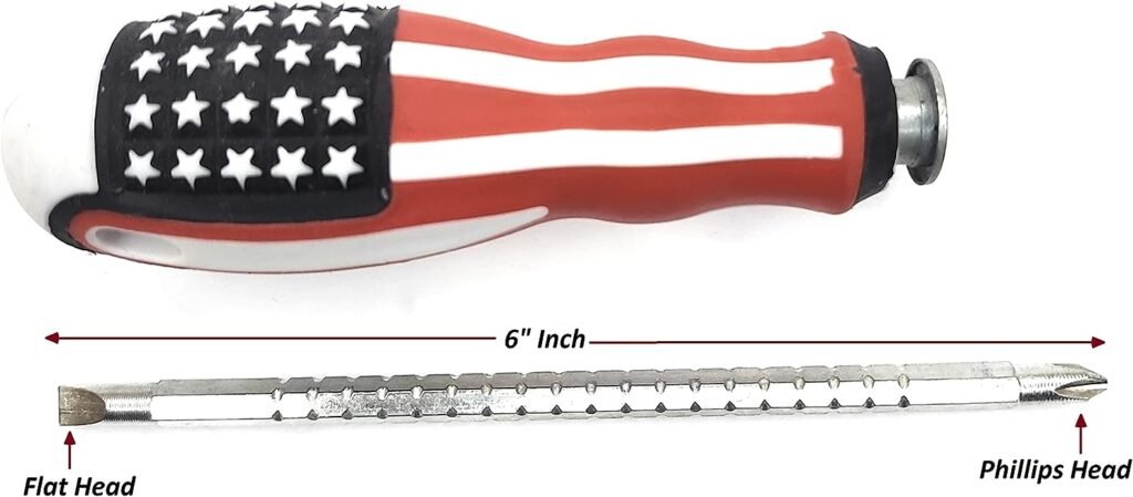 ZEBA 8 OZ Small Claw Hammer Mini Stubby Hammer, Nail Tool with 2 in 1 Adjustable-Length Phillips Head and Flat Head Multi Screwdriver USA Flag Handle, Comfortable Soft Handle